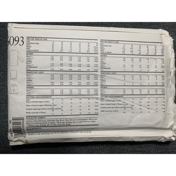 New Look Misses Shorts Jacket Vest Sewing Pattern sz 8-18 4159 - uncut - Picture 2 of 3